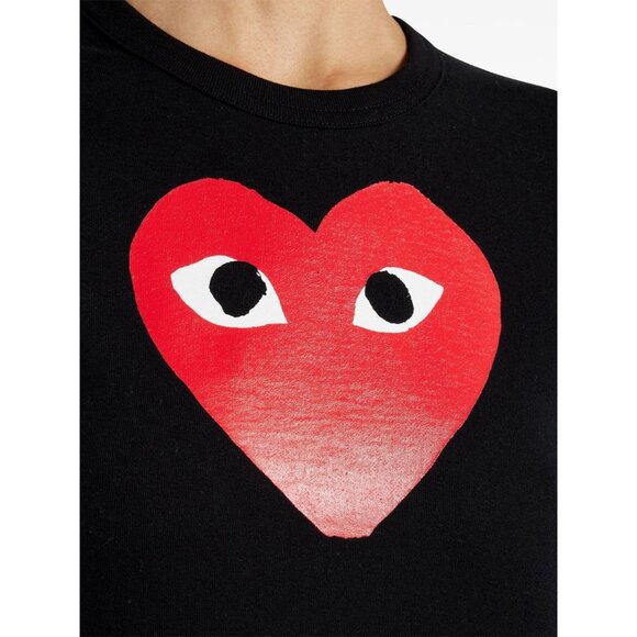 COMME DES GARCONS PLAY Womens Cotton Tee With Red Emblem in Black XSmall - Picture 11 of 14